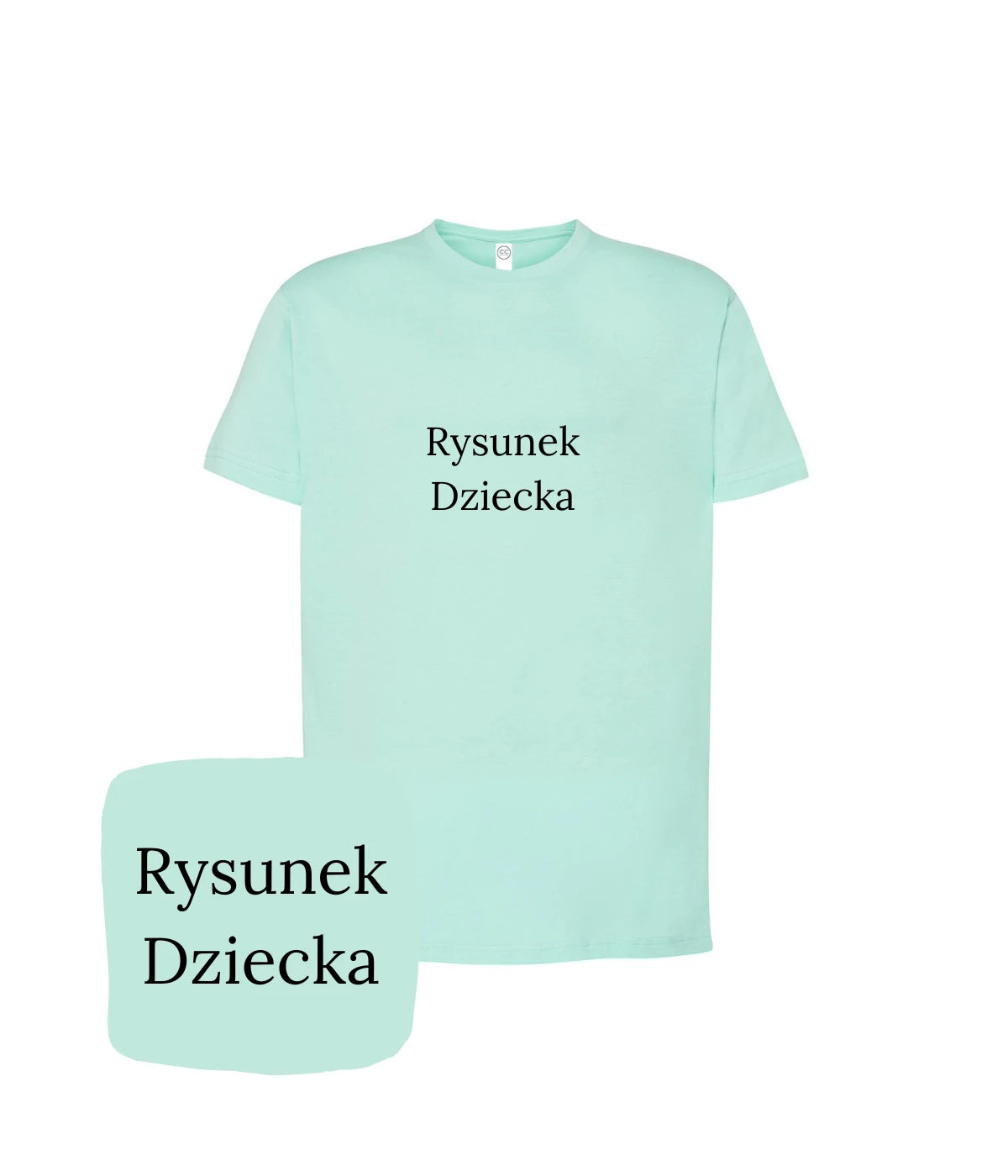 Błękitna koszulka z haftem rysunku dziecka - prezent na Mikołajki z haftem komputerowym