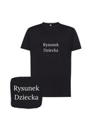Czarna koszulka z haftem rysunku dziecka - prezent na Dzień Ojca, haft komputerowy na koszulce