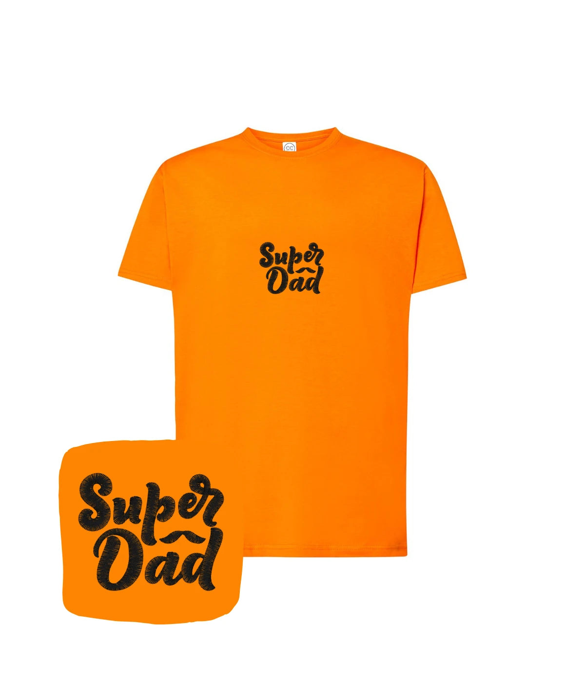 Pomarańczowa koszulka z haftem Super Dad - wyjątkowy prezent na Dzień Ojca
