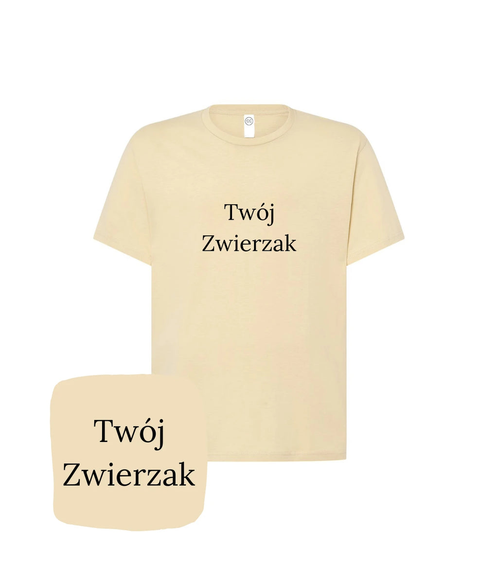 Beżowa koszulka z haftem 'Twój Zwierzak' - idealny prezent z haftem dla fanów zwierząt