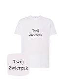 Biała koszulka z haftem 'Twój Zwierzak' - klasyczny prezent z haftem dla fanów zwierząt