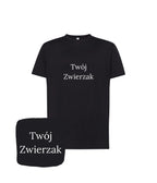 Czarna koszulka z haftem 'Twój Zwierzak' - prezent dla zwierzoluba, haft komputerowy z przesłaniem