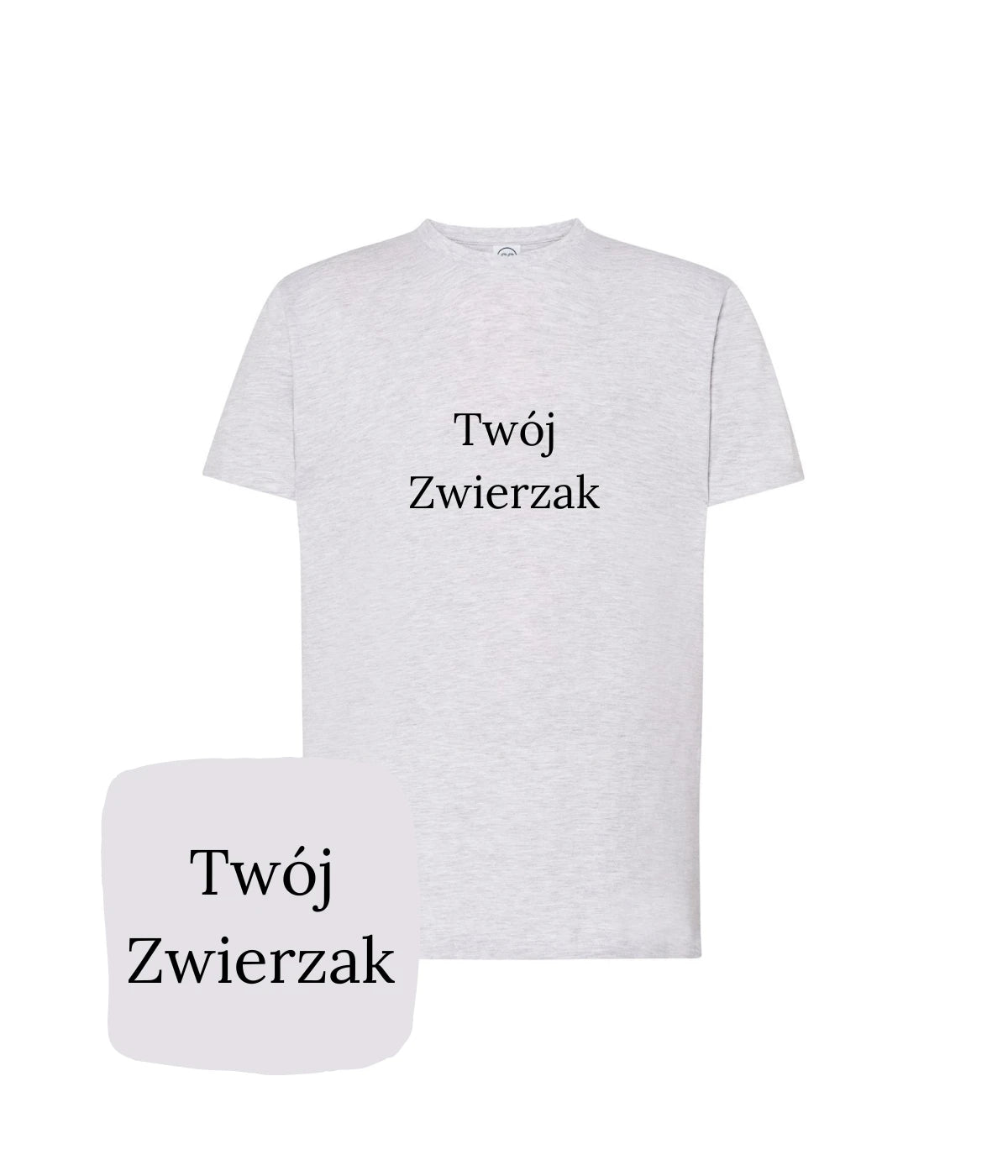 Jasnoszara koszulka z haftem 'Twój Zwierzak' - prezent dla miłośnika zwierząt z haftem, idealny wybór