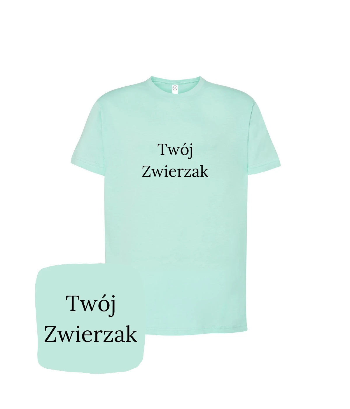 Miętowa koszulka z haftem 'Twój Zwierzak' - odświeżający prezent z haftem dla miłośnika natury