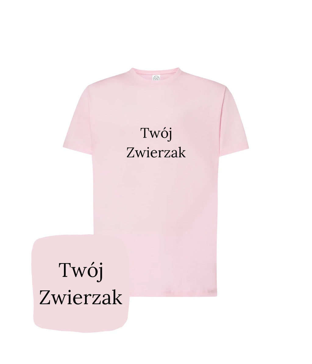 Różowa-biała koszulka z haftem 'Twój Zwierzak' - romantyczny prezent z haftem dla ukochanego zwierzoluba