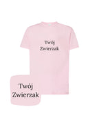 Różowa-biała koszulka z haftem 'Twój Zwierzak' - romantyczny prezent z haftem dla ukochanego zwierzoluba