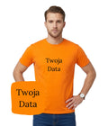 Pomarańczowa koszulka z haftem Twoja Data, idealny personalizowany prezent z haftem komputerowym na każdą okazję