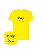 Żółta koszulka z haftem Twoja Data - idealny prezent dla niego, haft komputerowy, personalizowana koszulka na każdą okazję