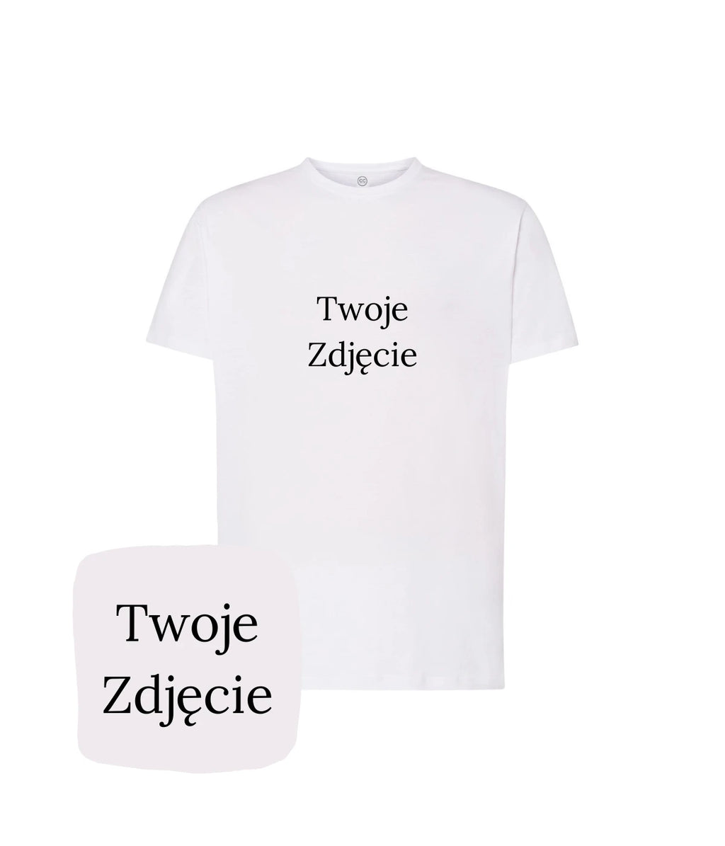 Biała koszulka z haftem Twoje zdjęcie - creatory selection choice, haft komputerowy
