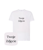 Biała koszulka z haftem Twoje zdjęcie - creatory selection choice, haft komputerowy