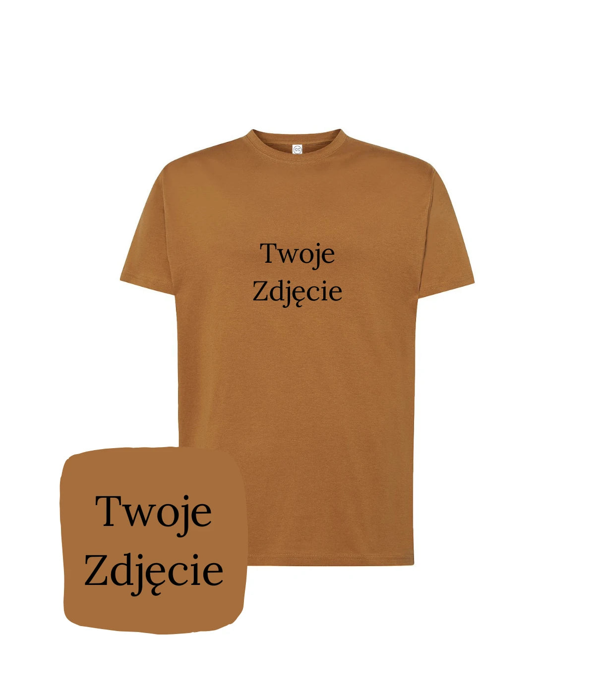 Brązowa koszulka z haftem Twoje zdjęcie - elegancka opcja z personalizowanym haftem