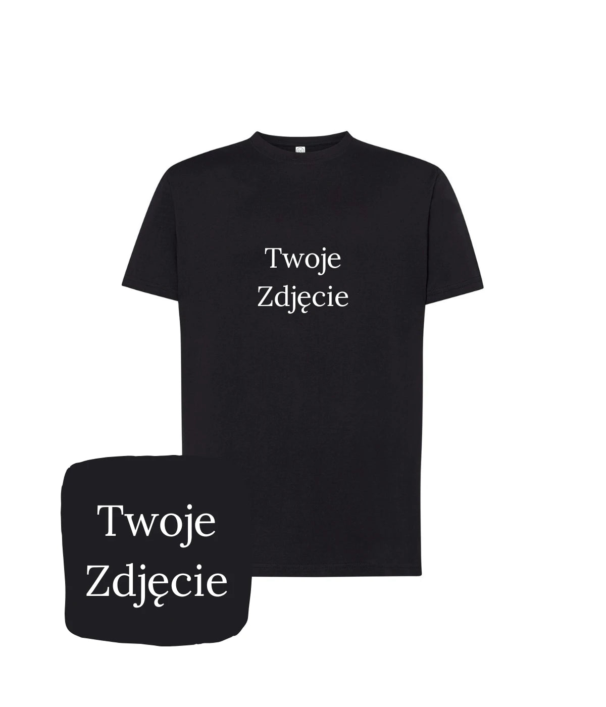 Czarna koszulka z haftem Twoje zdjęcie - klasyczna i elegancka, personalizowany haft