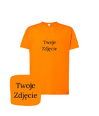 Pomarańczowa koszulka z haftem Twoje zdjęcie - idealna dla dorosłych, świetny haft komputerowy