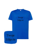 Szafirowa koszulka z haftem Twoje zdjęcie - wyjątkowy styl z personalizowanym haftem