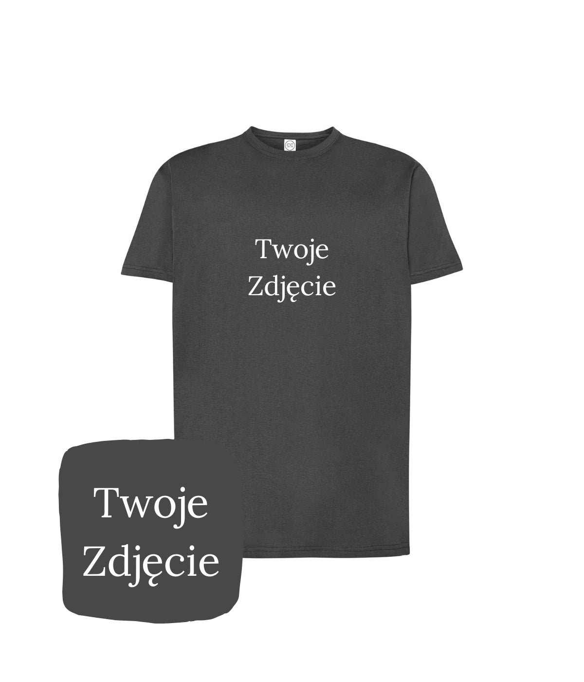 Szara koszulka z haftem Twoje zdjęcie - uniwersalna opcja na każdą okazję, haft komputerowy