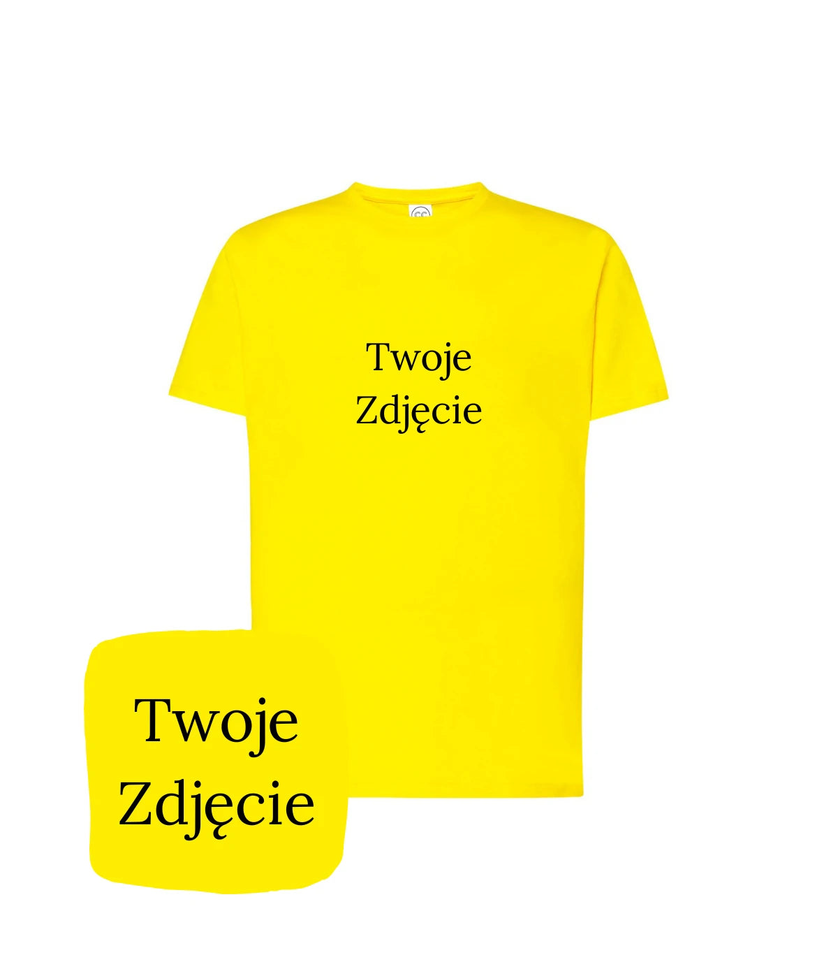 Żółta koszulka z haftem Twoje zdjęcie - śmiały i wesoły wybór, unikalny haft komputerowy