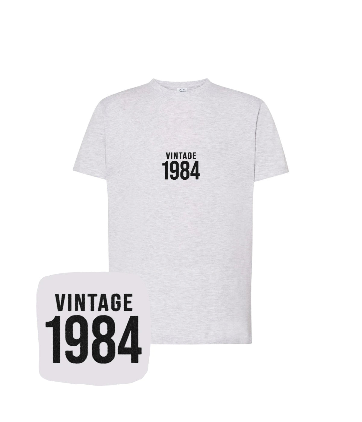 Biała koszulka z haftem 'Vintage 1984' - elegancja z haftem komputerowym