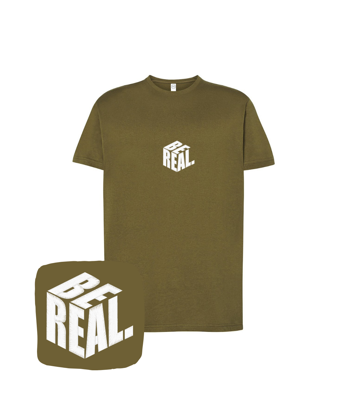 Koszulka z haftem napisu BE REAL – koszulka napis be real oversize, luźny krój