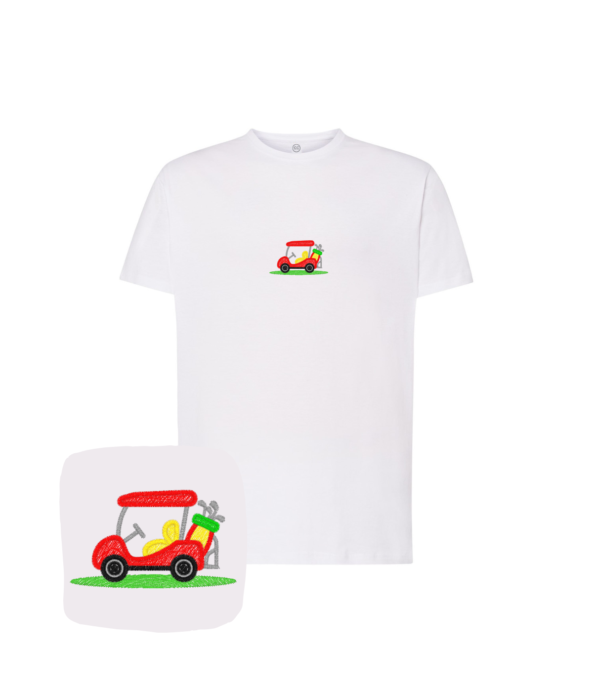 Koszulka z haftem wózka golfowego – modna koszulka wózek golfowy, streetwear