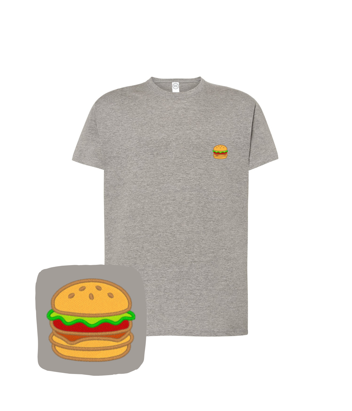 Koszulka z haftem burgera – koszulka burger slim fit, elegancki fason