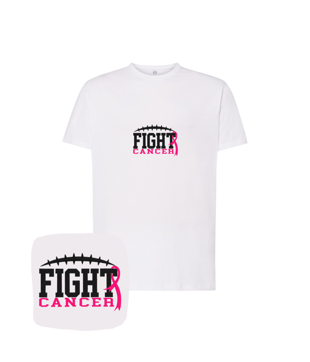 Koszulka z haftem Fight Cancer – koszulka fight cancer haft komputerowy, trwałe wykończenie