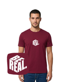 Koszulka z haftem napisu BE REAL – koszulka napis be real na lato, lekki materiał