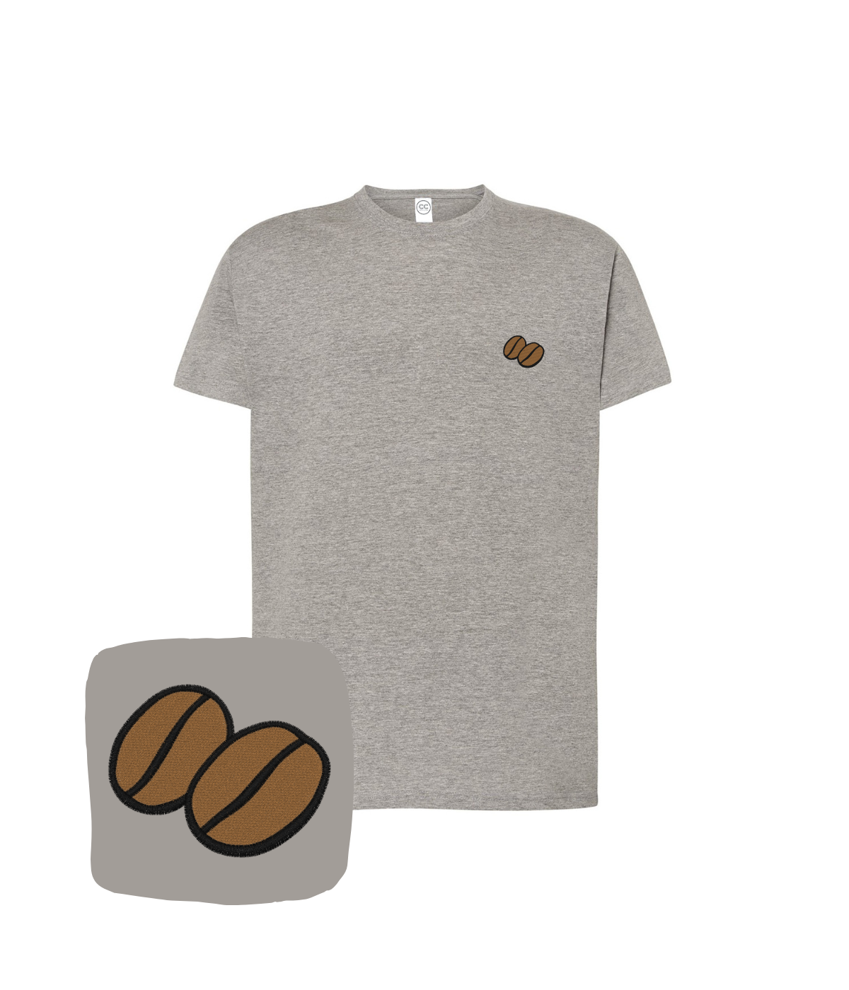 Koszulka z haftem ziaren kawy – modna koszulka ziarna kawy, streetwear