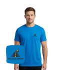 Black company logo embroidered T-shirt from CustomClothes.pl with a chest logo embroidery and casual fit.