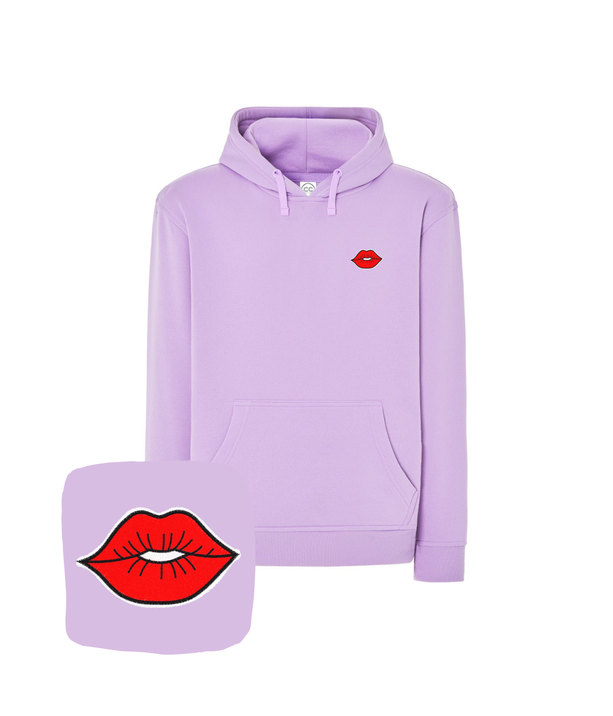 lawendowa bluza z haftem wzoru na sercu