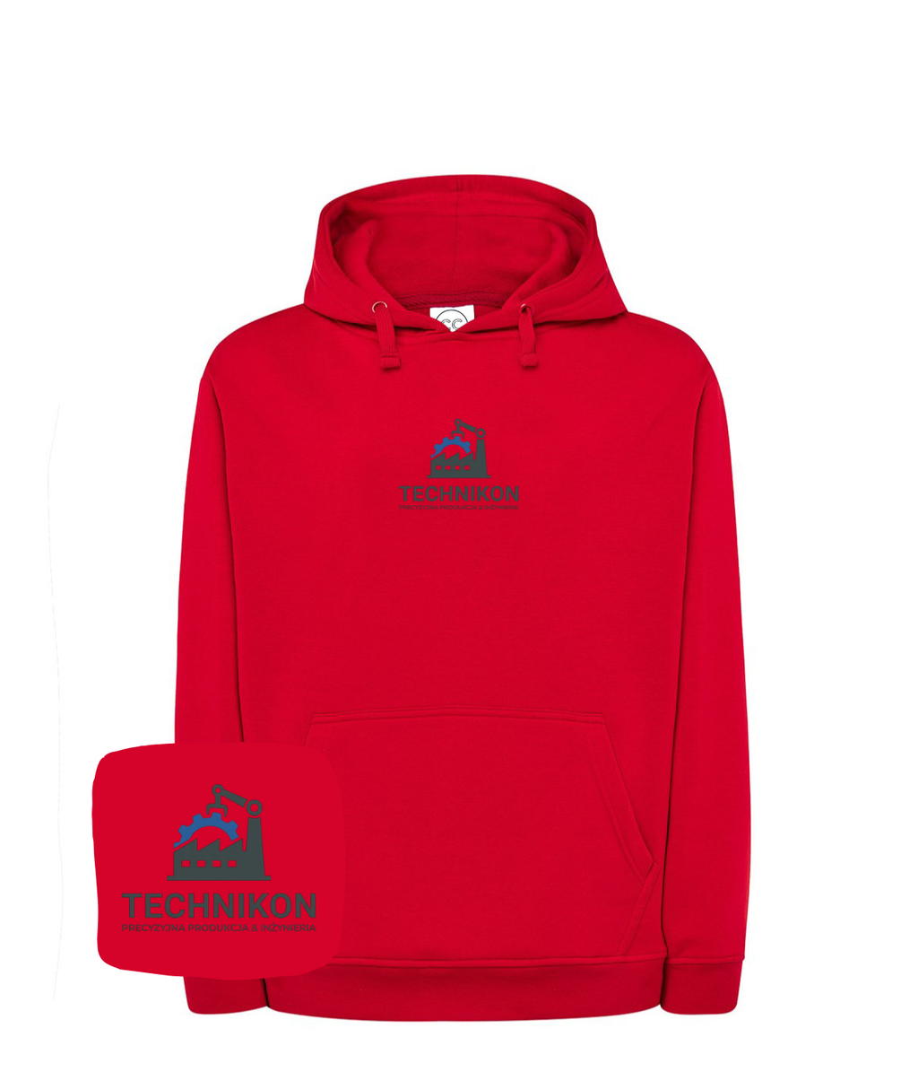 Blue sweatshirt with embroidered company logo on the front, featuring a casual fit and soft fabric from CustomClothes.pl.