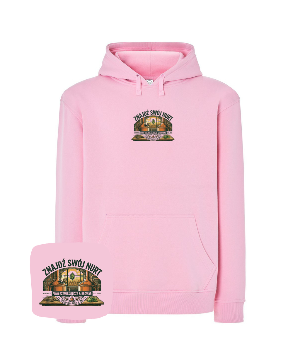 Blue sweatshirt with embroidered company logo on the front, featuring a comfortable fit and casual style from CustomClothes.pl.