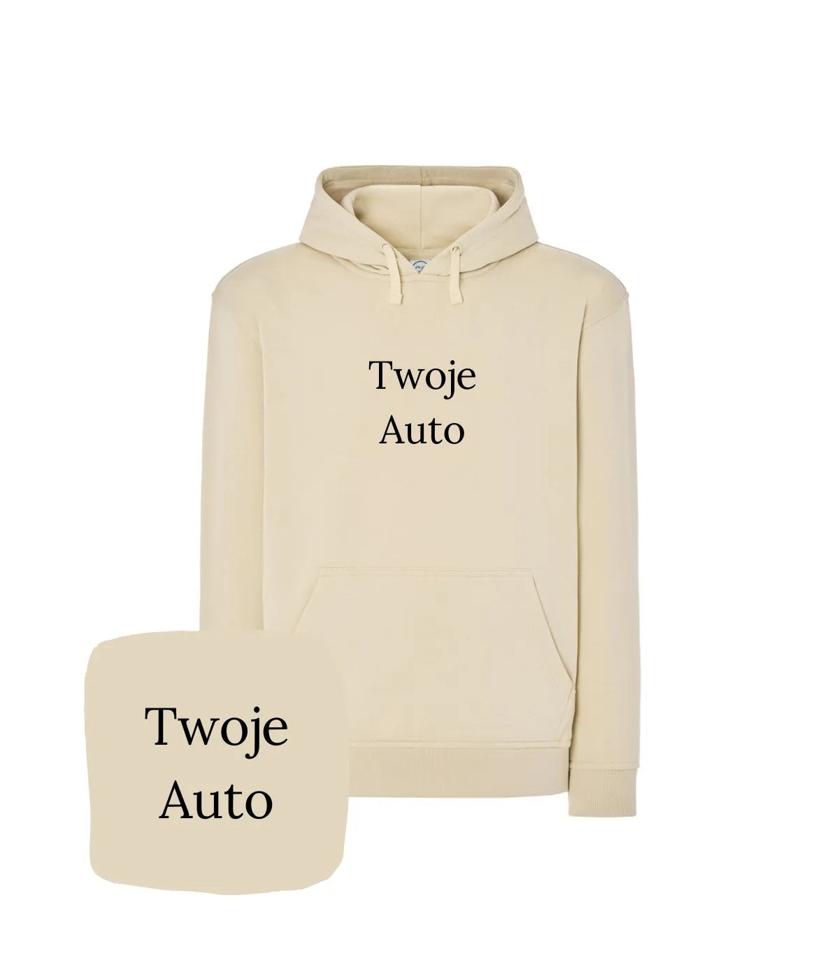 Personalizowana bluza z kapturem z indywidualnym haftem samochodu, biały, dla fana motoryzacji, wygodna i unikalna