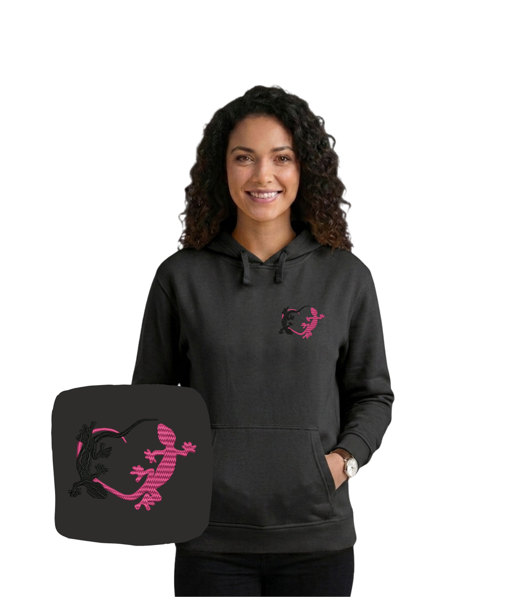 Matching custom blouses with lizard embroidery for couples, featuring detailed design and comfortable fabric.