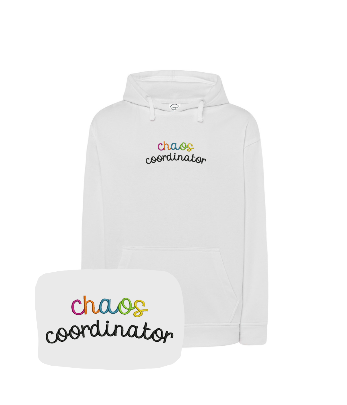 Matching chaos coordinator blouses for friends, featuring embroidered designs, made by CustomClothes.pl.