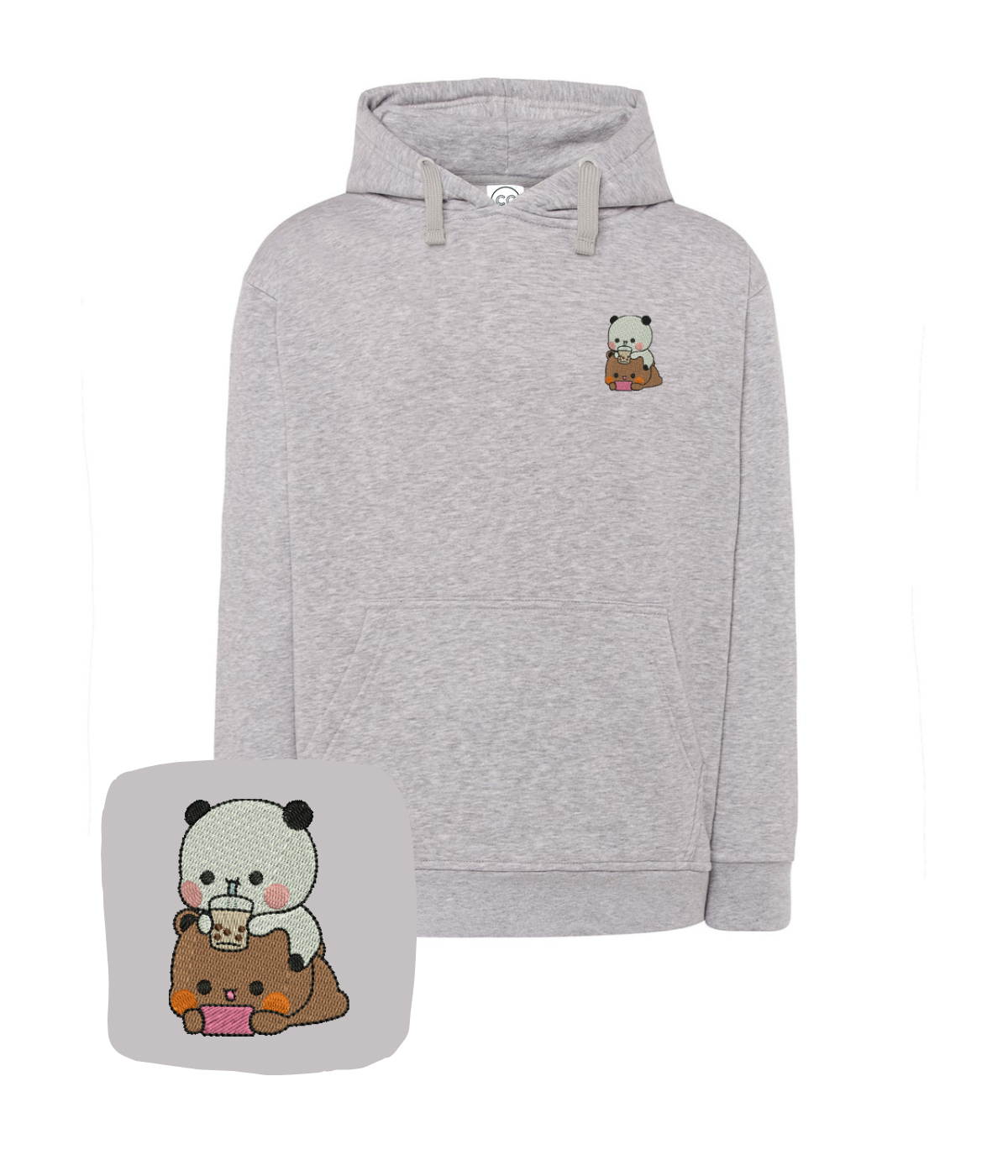 Matching blue hoodie with embroidered Bubu and Dudu characters from CustomClothes.pl, featuring playful design and soft fabric.