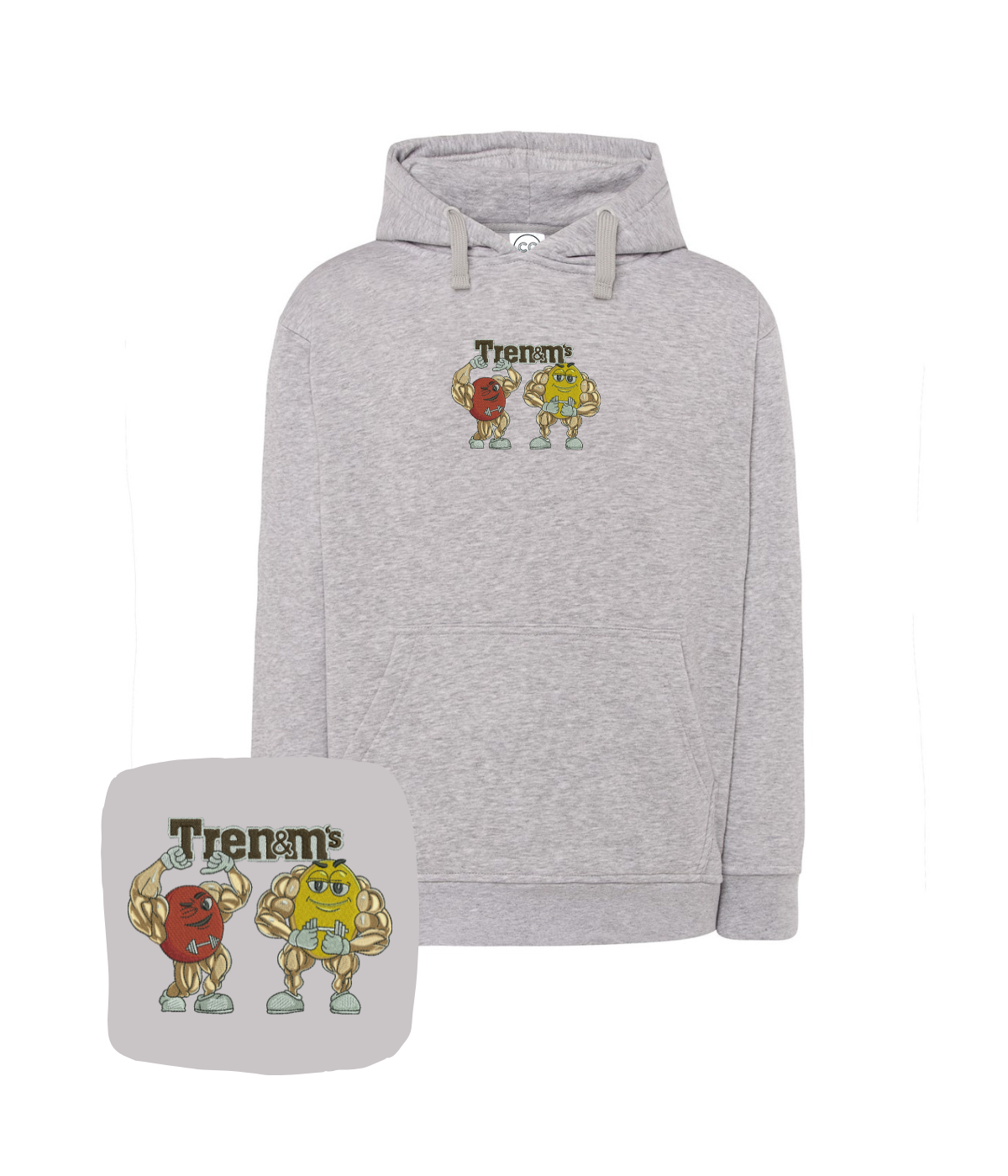 Blue hoodie with humorous embroidered design, casual sweatshirt from CustomClothes.pl, featuring a comfortable hood and stylish fit.
