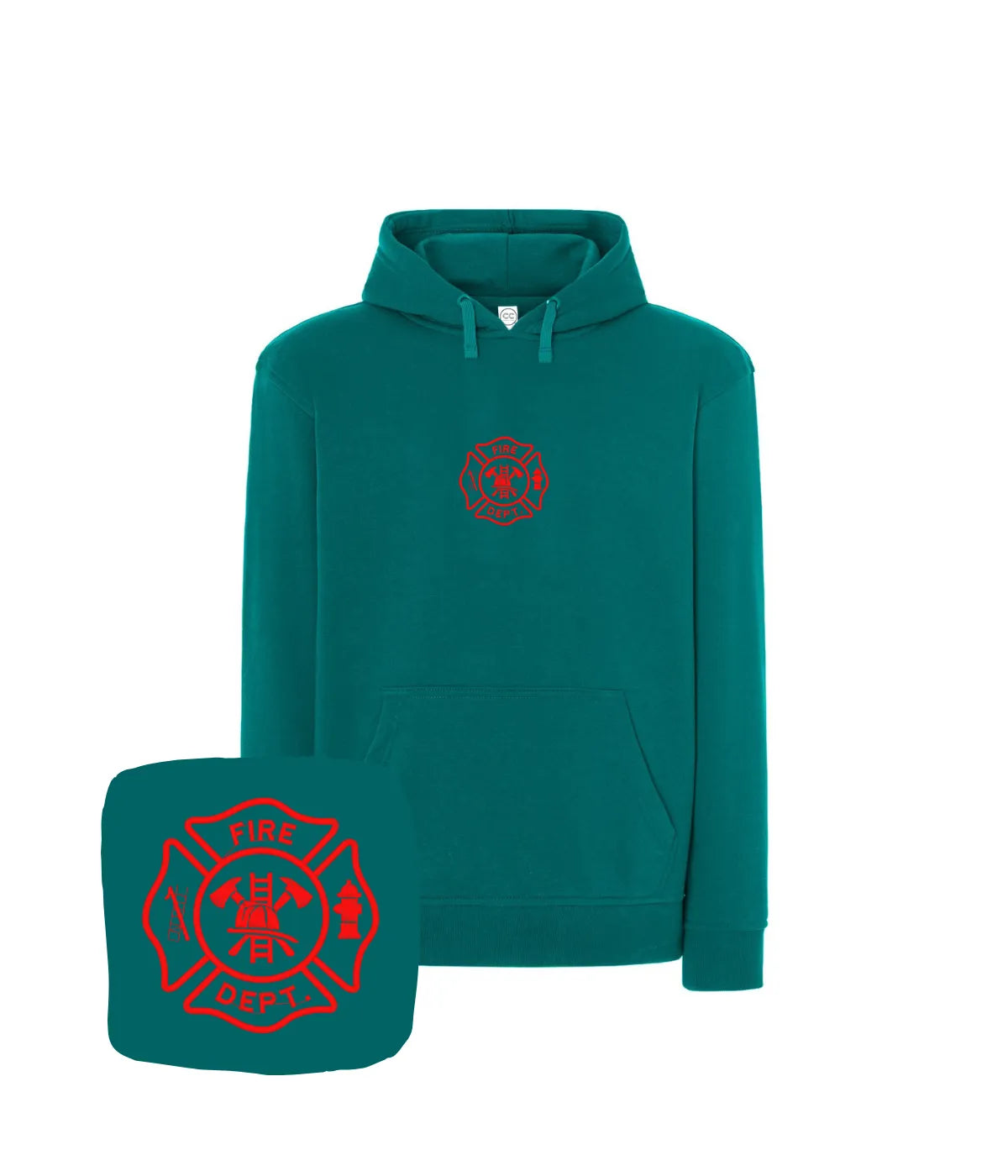 Zielono-niebieska bluza strażacka z haftem Fire Dept - doskonały prezent dla strażaka.