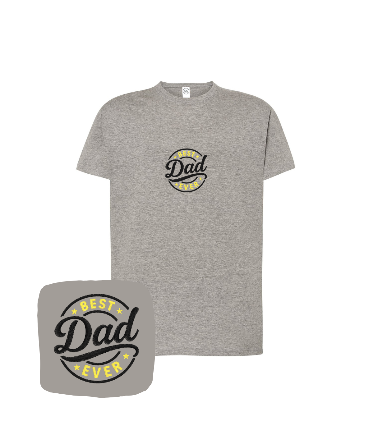 Szara koszulka unisex melanż 190g z haftowanym napisem Best Dad Ever