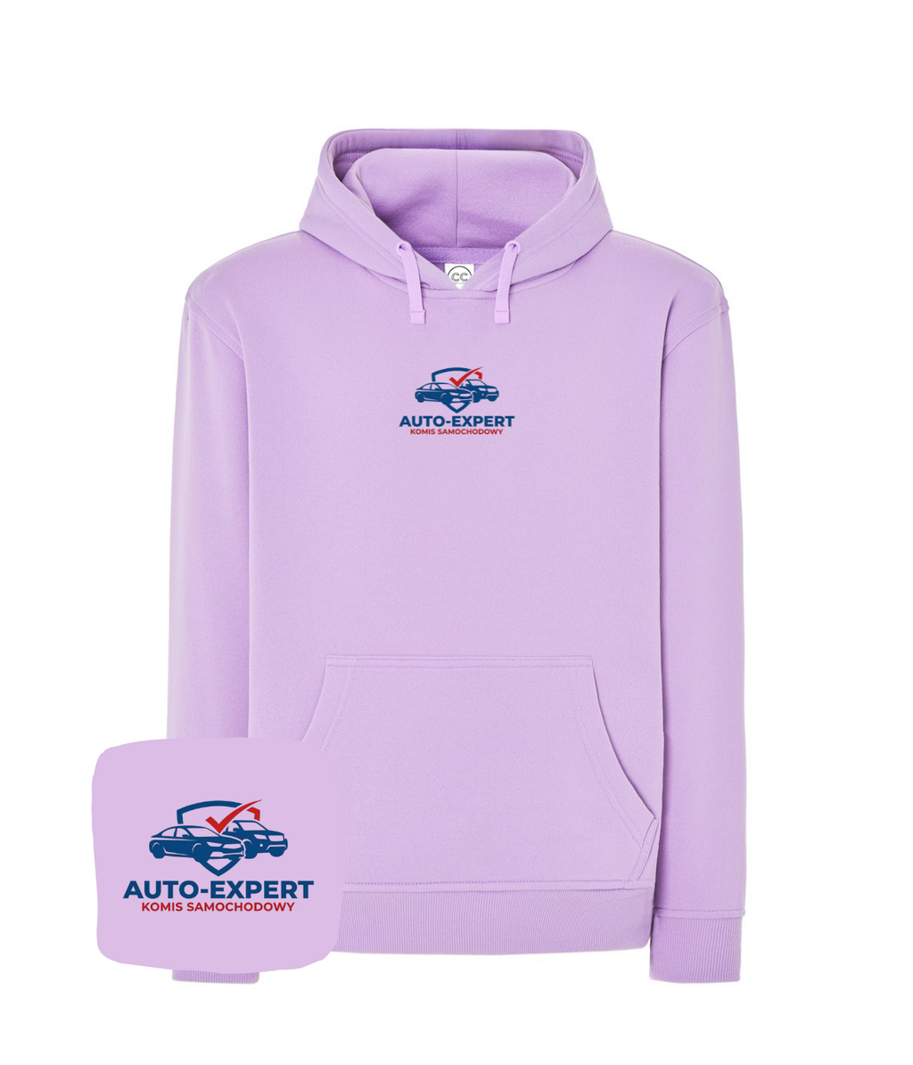 Blue sweatshirt with embroidered company logo in the center, casual style, from CustomClothes.pl.