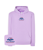 Blue sweatshirt with embroidered company logo in the center, casual style, from CustomClothes.pl.