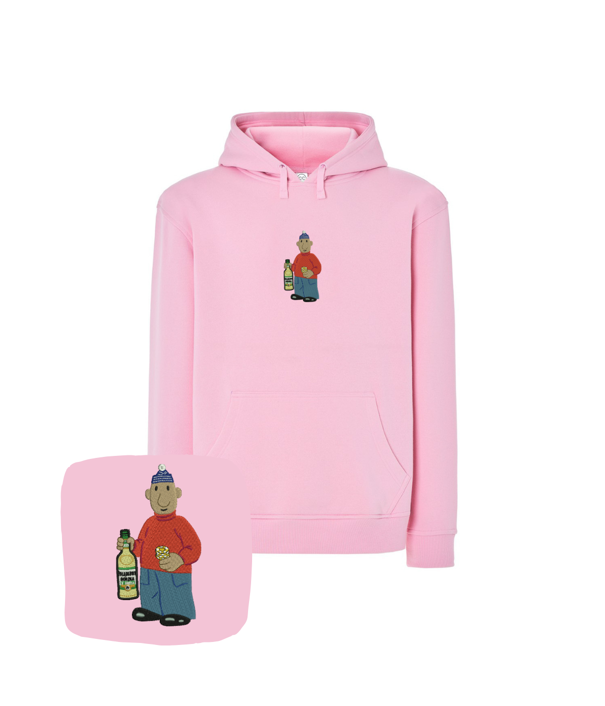 Bluza z haftem sąsiada z butelką żołądkowej gorzkiej