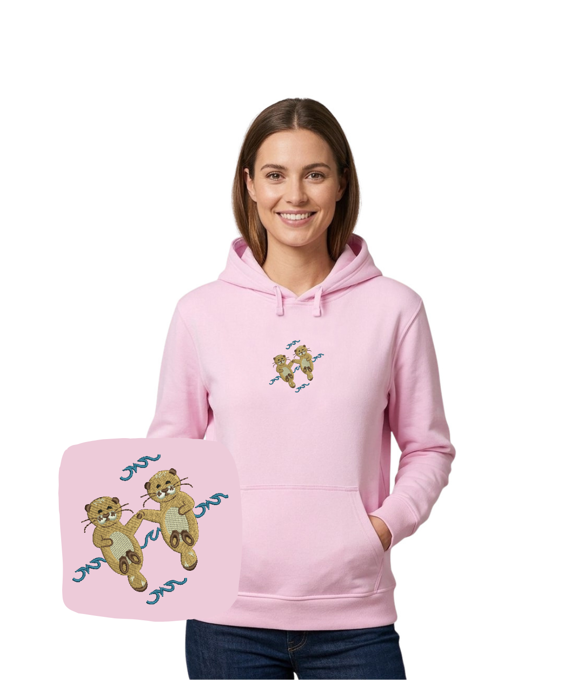 Personalized embroidered hoodie with hand-stitched design from CustomClothes.pl, featuring detailed embroidery on soft fabric.