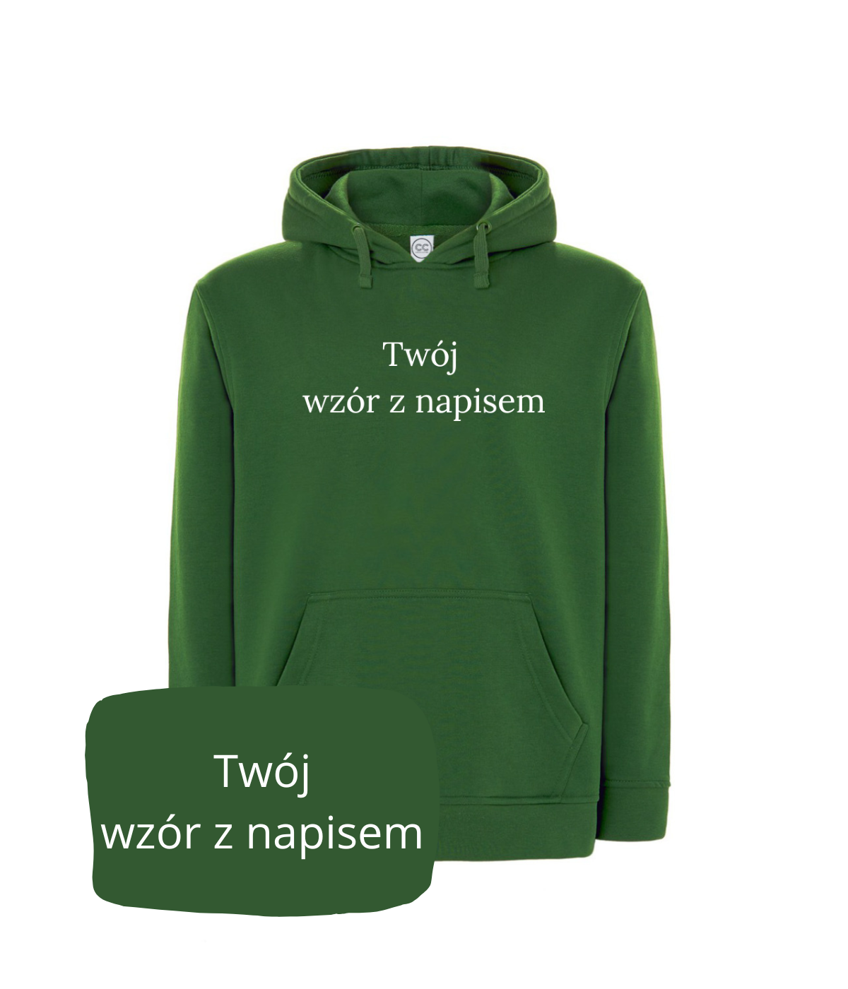 Personalized hoodie from CustomClothes.pl with custom embroidery and printed text, featuring a photo on the front.