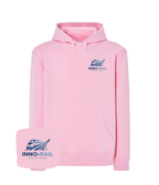 CustomClothes.pl branded sweatshirt with embroidered company logo on the chest, showcasing a cozy, personalized hoodie design.
