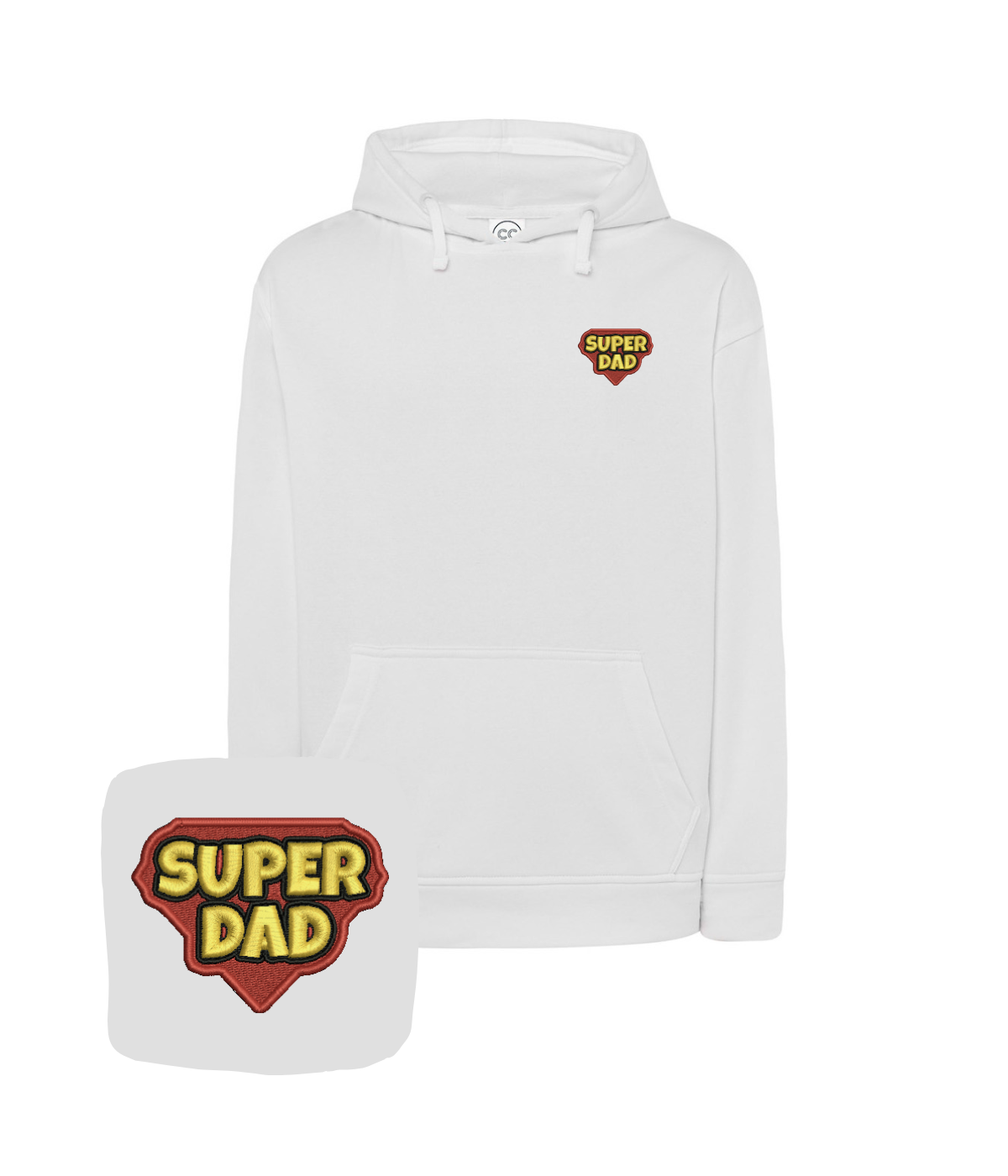 CustomClothes.pl super dad hoodie with embroidered design, perfect gift idea for dads, featuring a comfortable fit and stylish look.