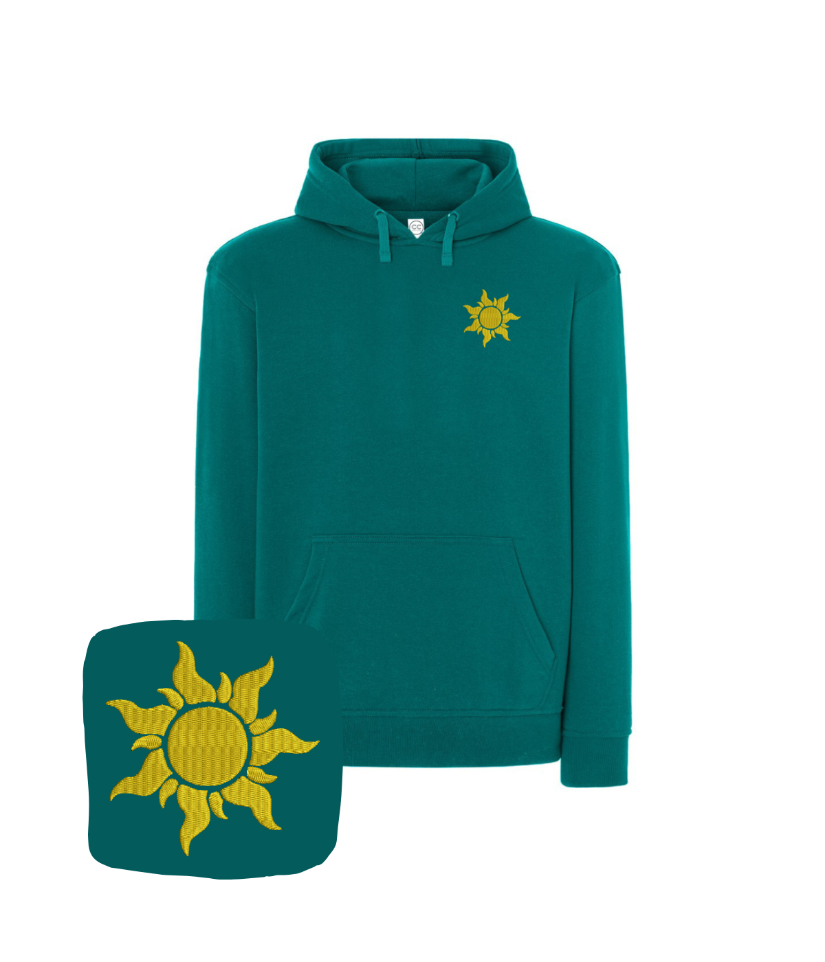 Colorful custom sweatshirt with sun embroidery, casual style, perfect for birthday gift ideas, by CustomClothes.pl