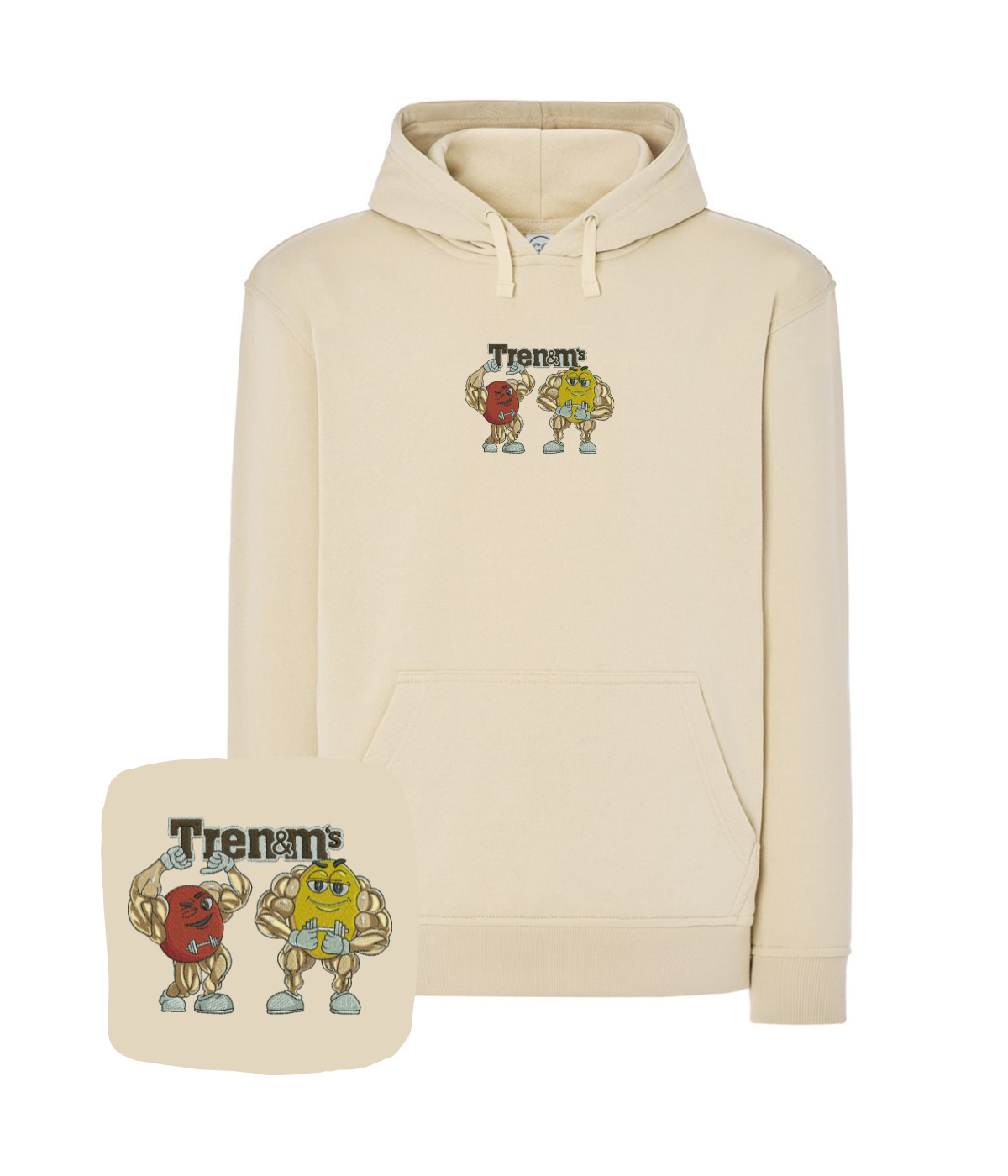 Gray hoodie with humorous embroidered design, featuring a cozy hood and casual fit, ideal as a fun birthday gift.