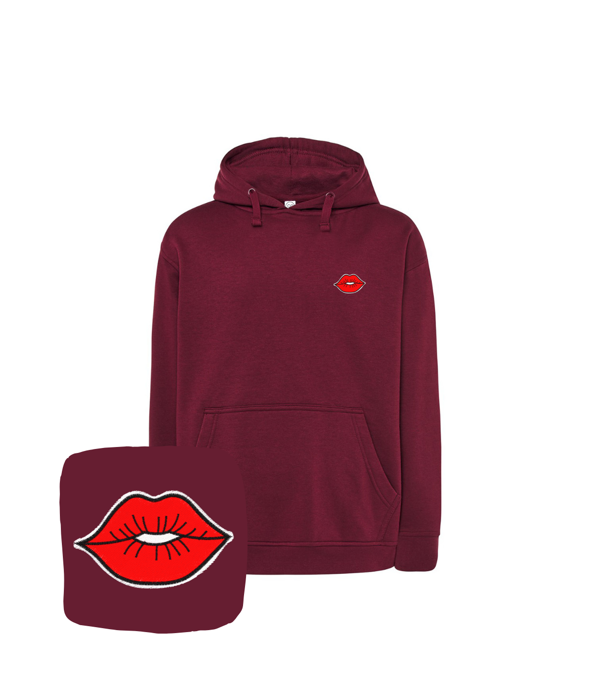 bordowa wyszywana bluza 