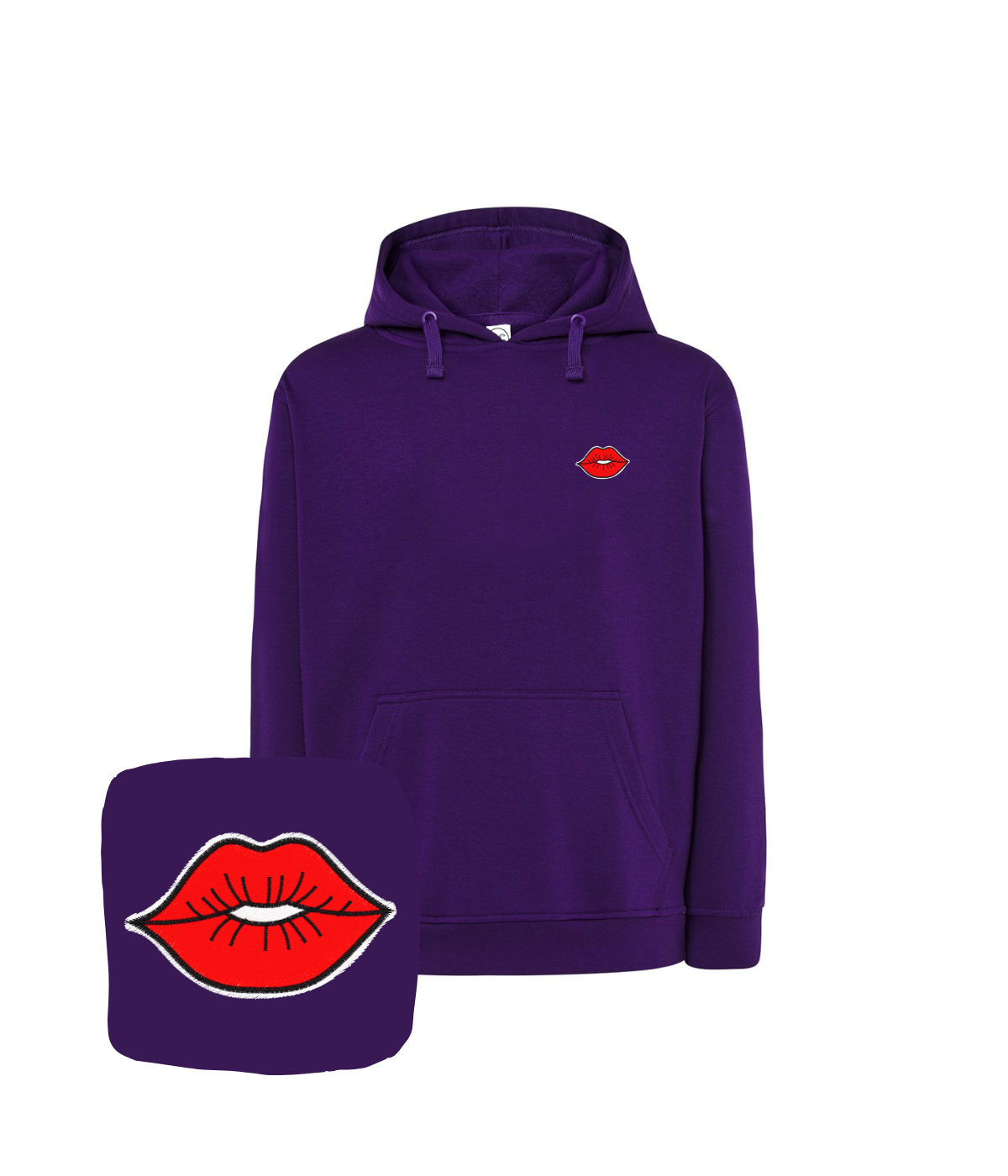 fioletowa bluza z haftem na sercu