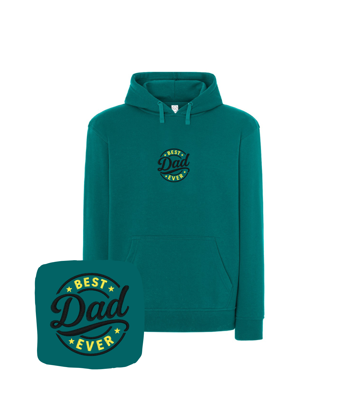  Morska bluza męska z kapturem ciemny turkus haftowany wzór Best Dad Ever